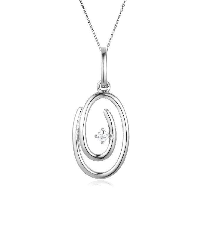 dainty heart charm necklace Swirl Necklace: Sterling Silver
