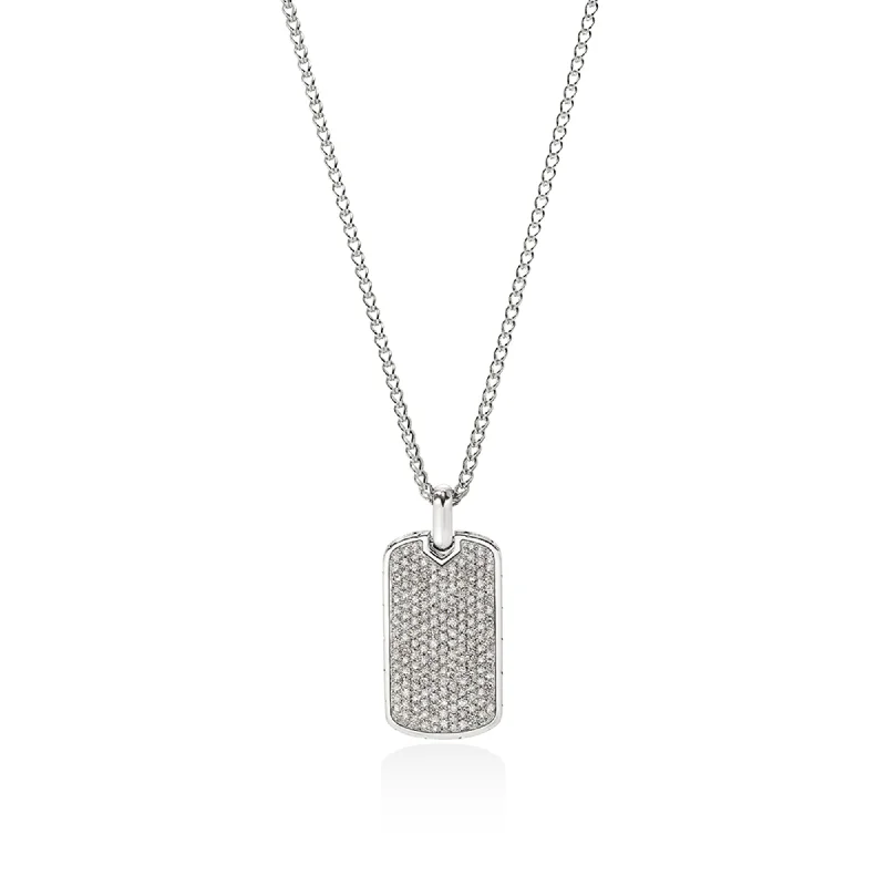 custom name necklace gold Tag Necklace, Sterling Silver, Diamonds, 2MM