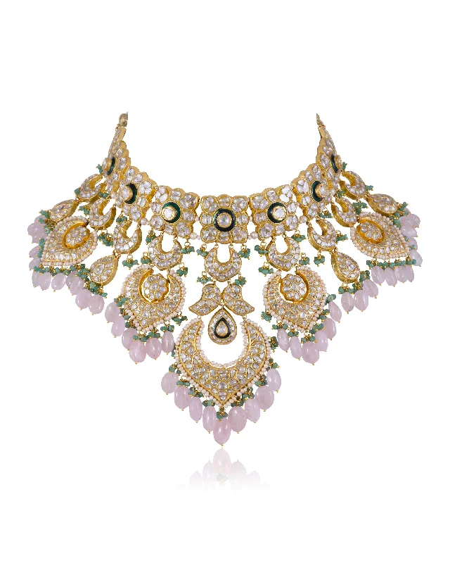 delicate heart stud earrings Tamia Polki Necklace