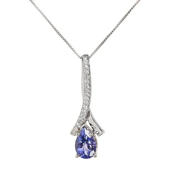 delicate pearl bracelet TANZANITE AND DIAMOND RIBBON PENDANT