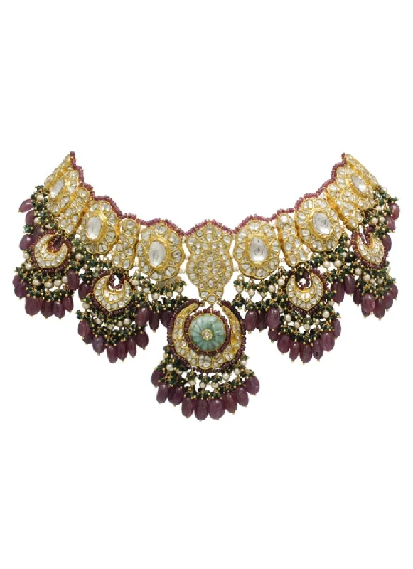 handmade silk thread earrings Teressa Polki Necklace
