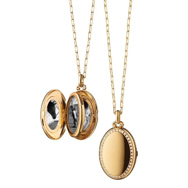 black onyx men’s signet ring THE FOUR IMAGE "MIDI" DIAMOND BORDER 18K YELLOW GOLD LOCKET
