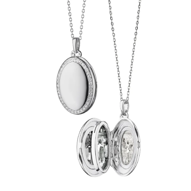 silver lotus flower earrings THE FOUR IMAGE "MIDI" SAPPHIRE LOCKET