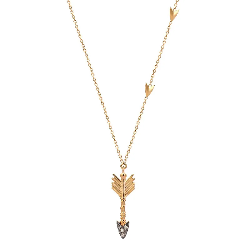 silver moon and star pendant Triple Arrow Necklace