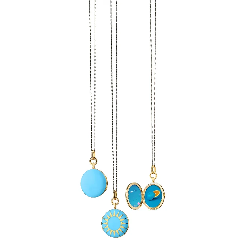 modern infinity signet ring TURQUOISE ENAMEL AND VERMEIL ROUND LOCKET