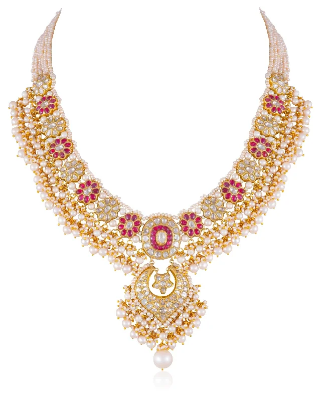 gold and diamond nose stud Tweesha Polki Long Necklace