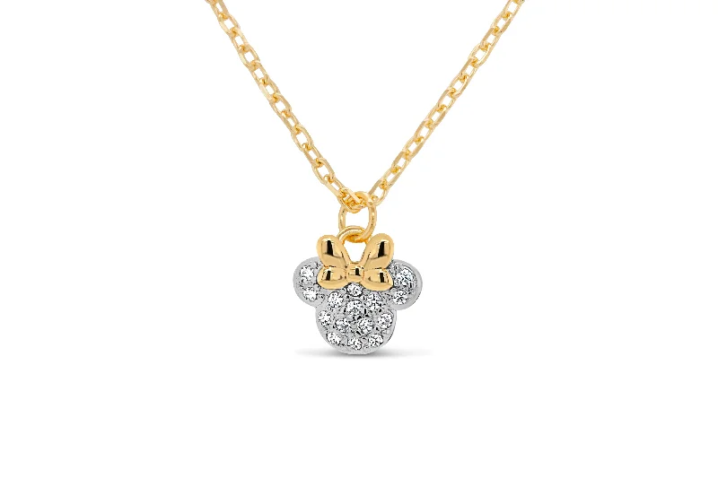 dainty cherry blossom ring Two Tone CZ Minnie Necklace