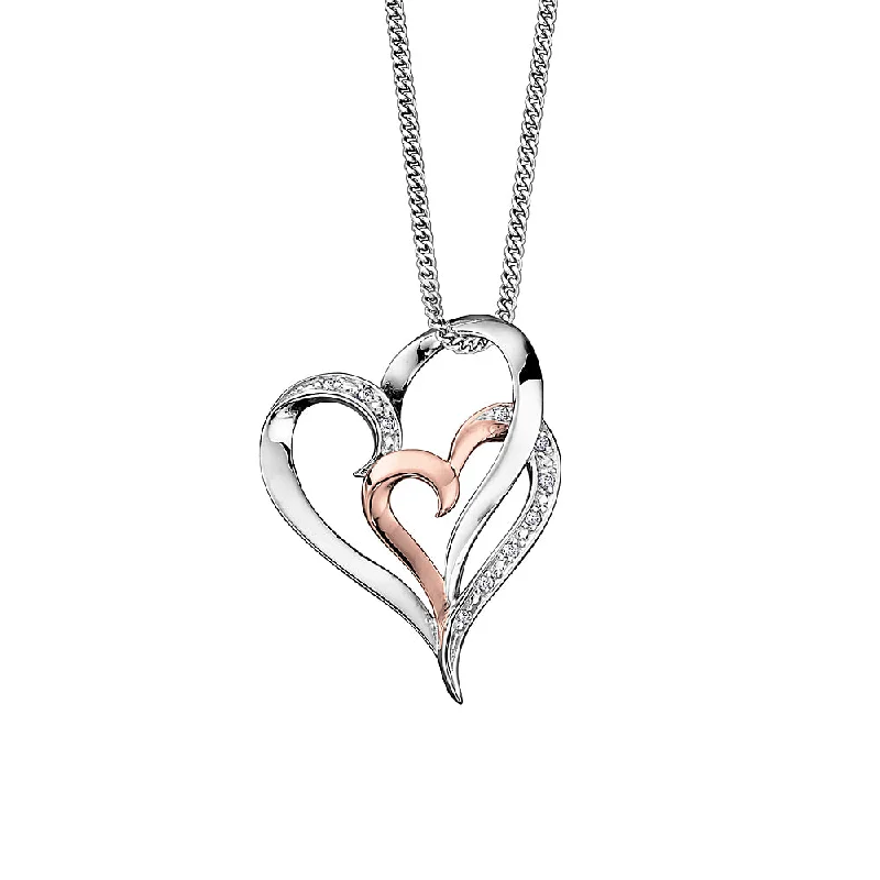 real citrine gemstone pendant Two Tone Double Heart Necklace