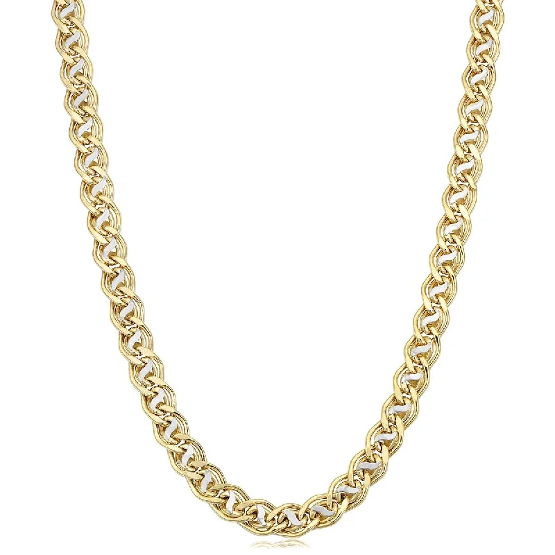 hammered gold signet ring TWO-TONE GOLD DOUBLE OPEN LINK CHAIN NECKLACE