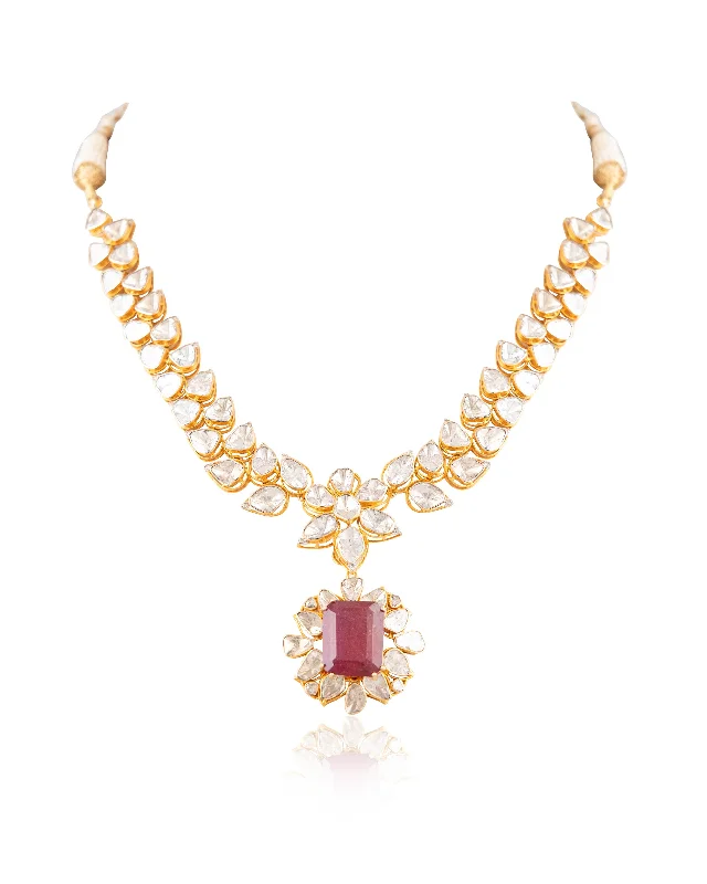 bold statement ring chunky Umika Polki And Diamond Necklace