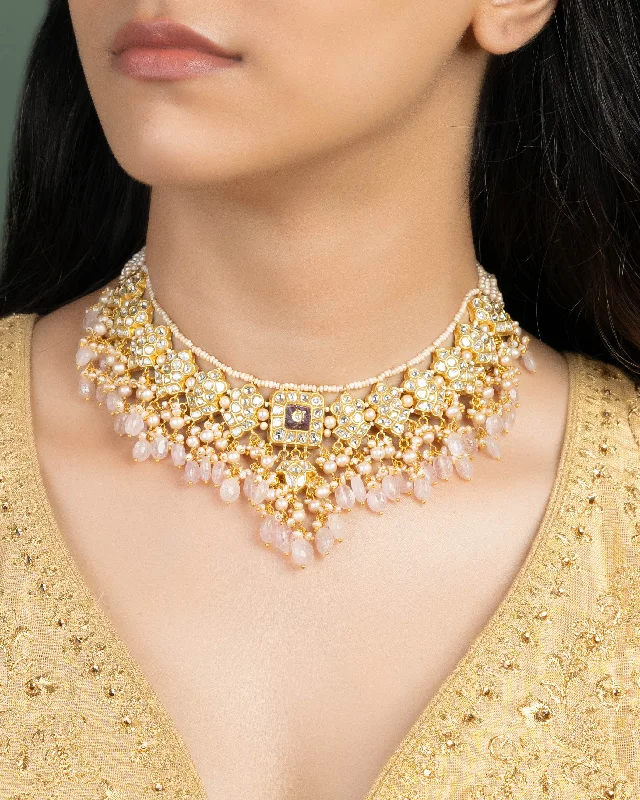 natural garnet gemstone ring Urvashi Polki Necklace