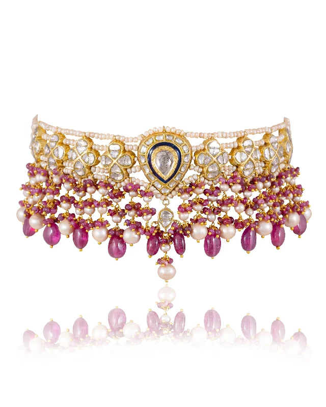minimalist birthstone bangle Usha Polki Choker