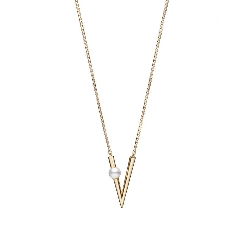 minimalist chain anklet gold V Code Akoya Cultured Pearl Pendant in 18K Yellow Gold minimalist chain anklet gold V Code Akoya Cultured Pearl Pendant in 18K Yellow Gold