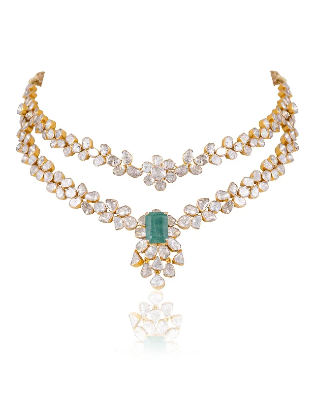 real peridot gemstone ring Vanshika Polki Necklace