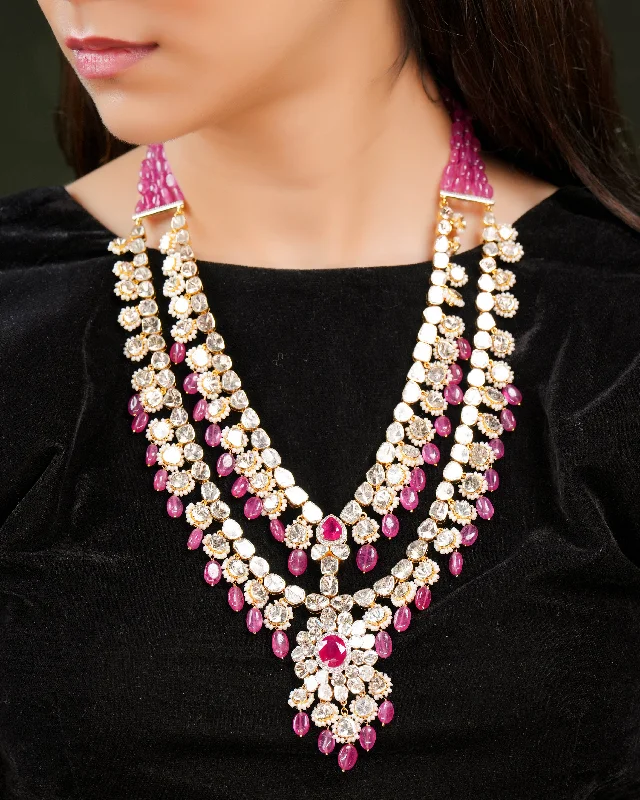 emerald-cut ruby eternity ring Vanshita Polki And Diamond Long Necklace