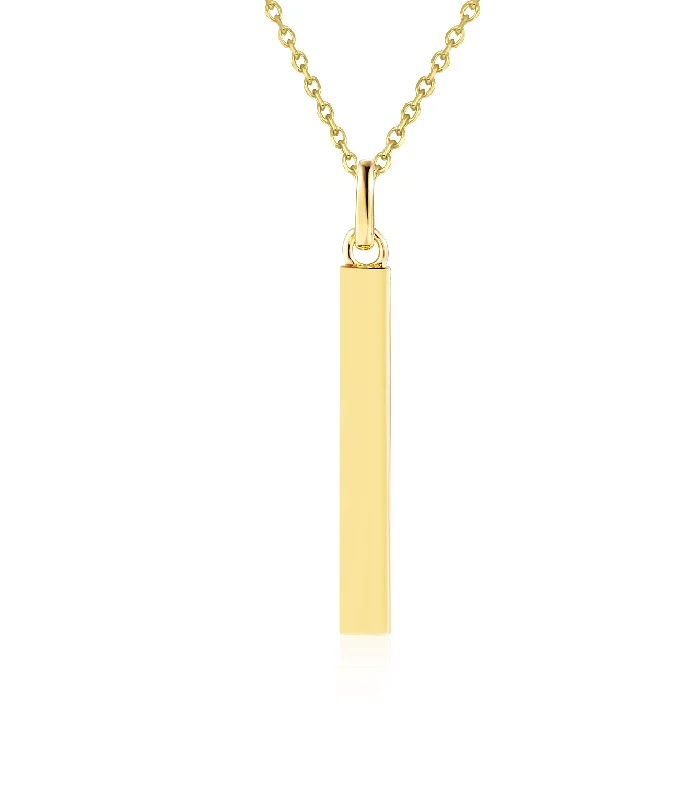 sterling silver angel wing pendant Vertical Bar Necklace: Gold Tone Sterling Silver