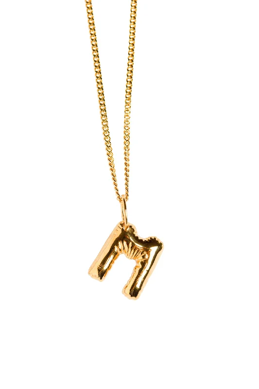 twisted rope gold chain Letter M Gold Plated Necklace