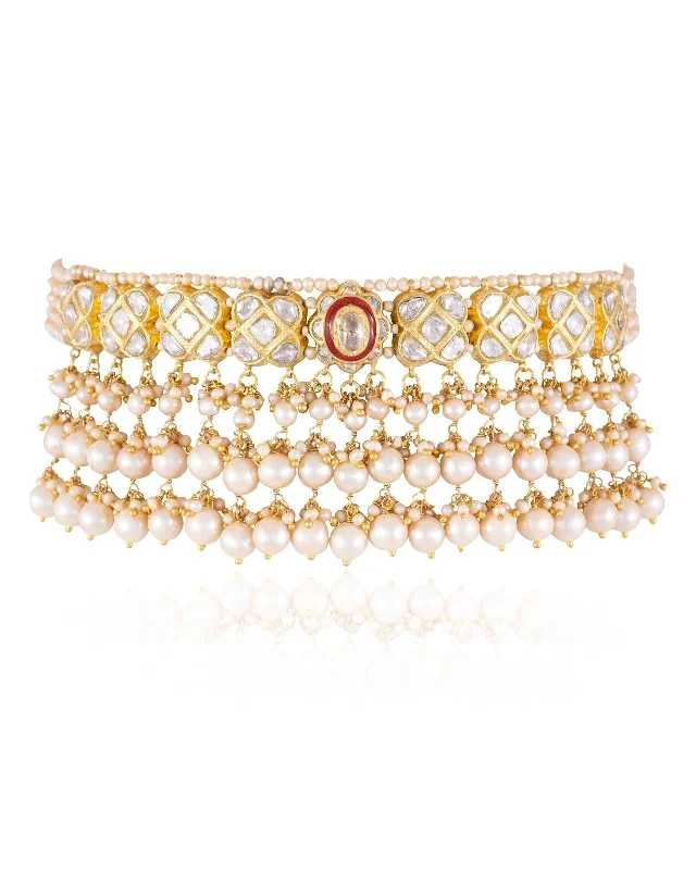 custom nameplate bracelet silver Virti Polki Choker