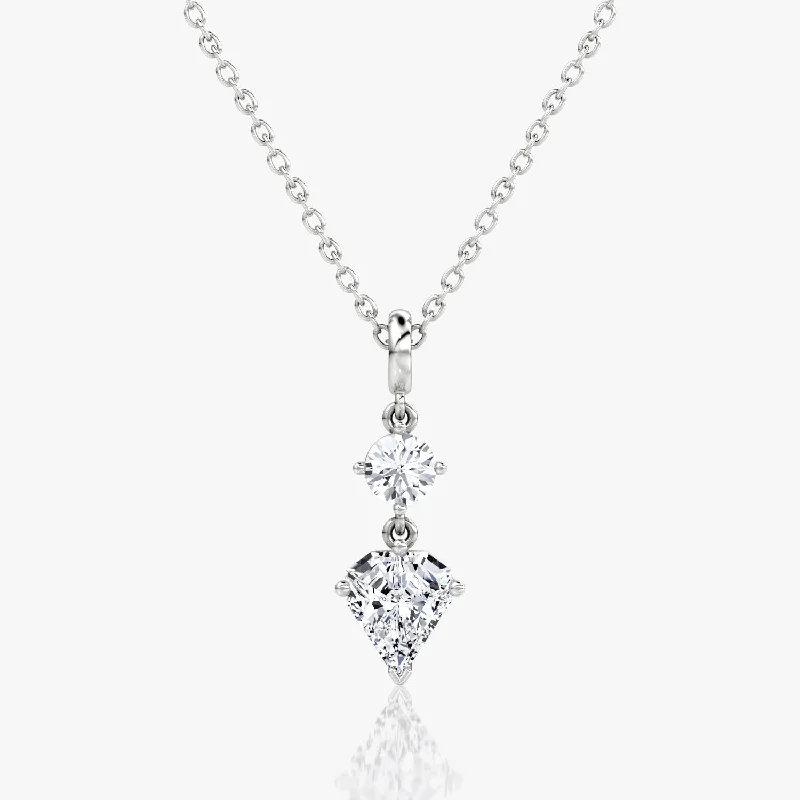 handmade lava stone bracelet Duo Drop 14K White Gold Necklace w. 1.0ct Round Brilliant & Shield Lab-Grown Diamonds