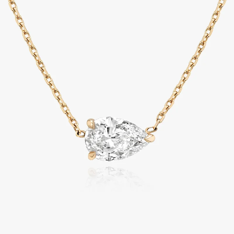 sterling silver charm anklet Solitaire Pear 14K Rosegold Necklace w. Lab-Grown Diamond