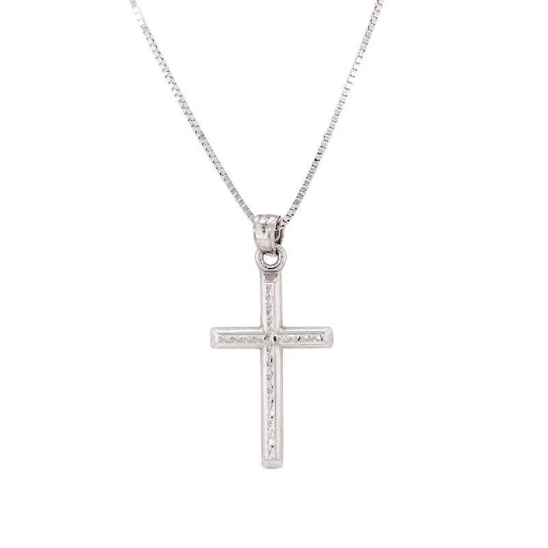 women’s leather wrap bracelet WHITE GOLD CROSS PENDANT WITH DIAMOND CUT FINISH AND POLISHED EDGES