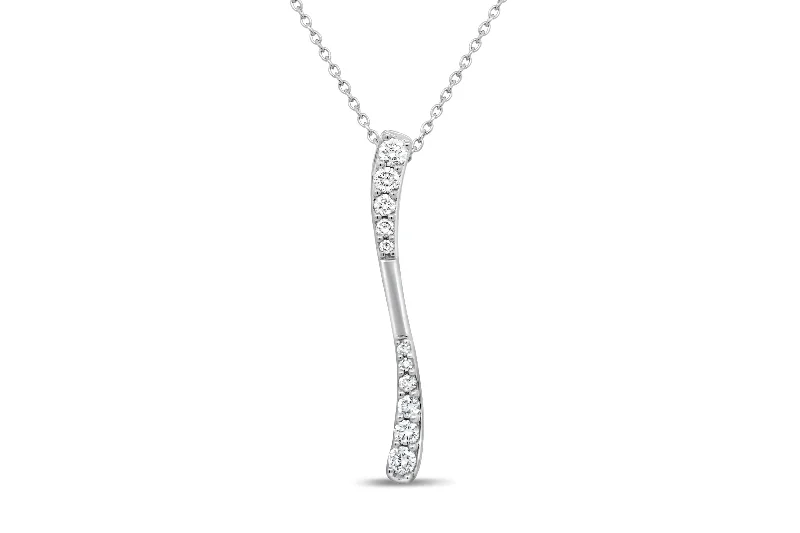 men’s leather and silver bracelet White Gold & Diamond Curve Pendant