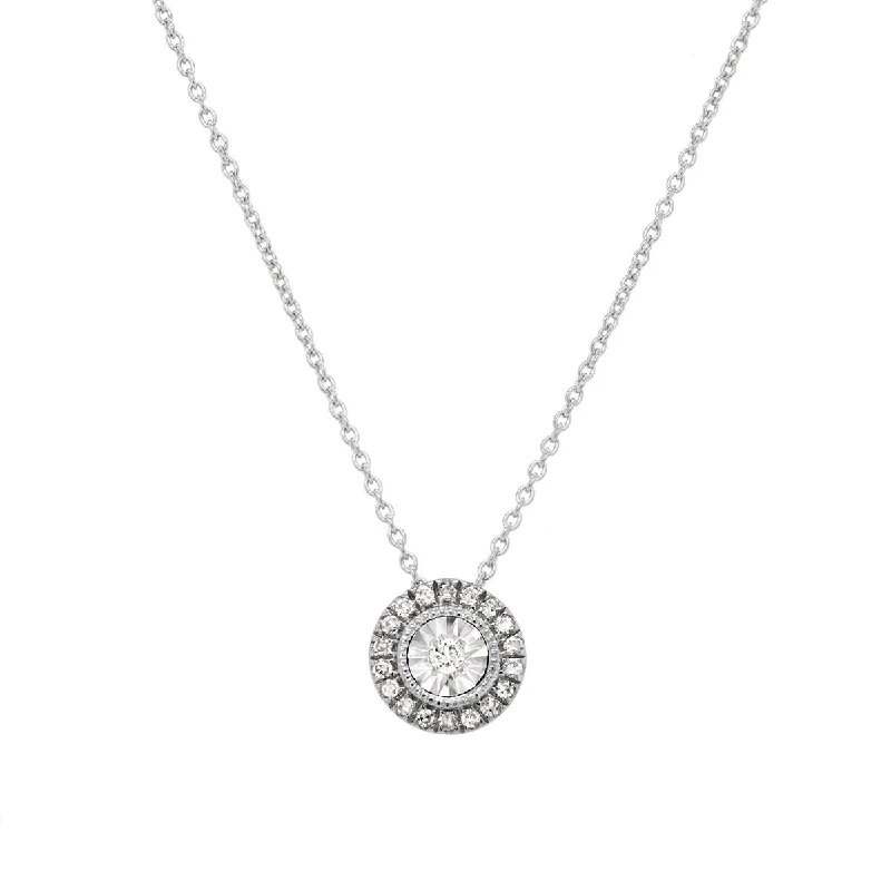 bold gothic vampire ring WHITE GOLD DIAMOND HALO PENDANT NECKLACE, .06 CT TW