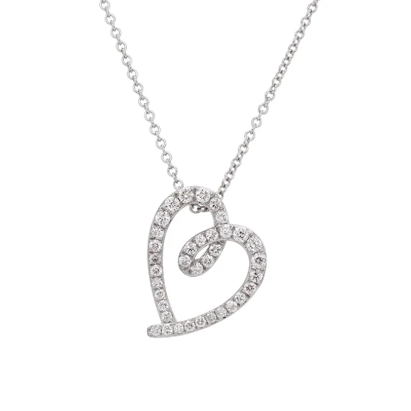 handmade silk thread earrings WHITE GOLD HEART SHAPED PENDANT NECKLACE WITH DIAMONDS, .28 CT TW
