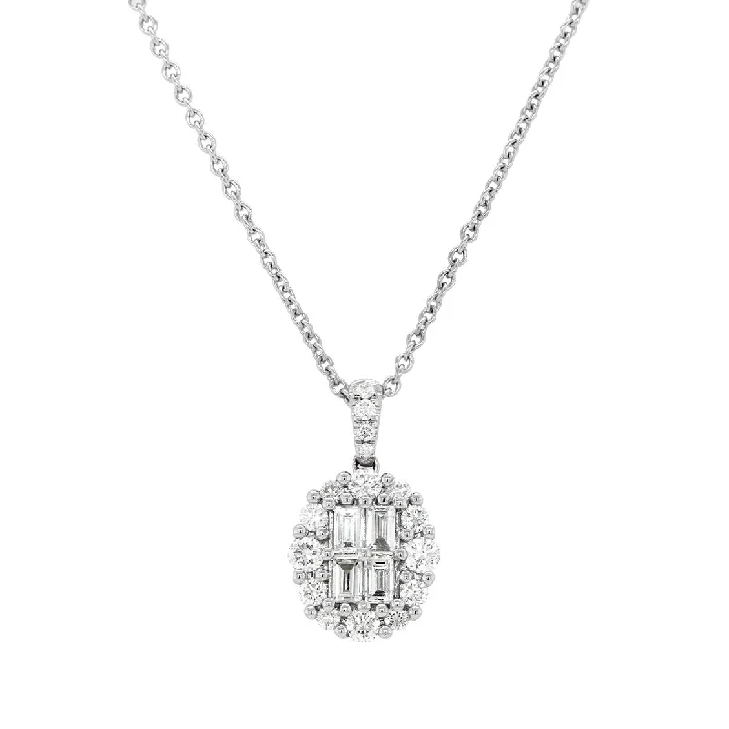 titanium black matte ring WHITE GOLD NECKLACE WITH DIAMOND CLUSTER PENDANT, .77 CT TW