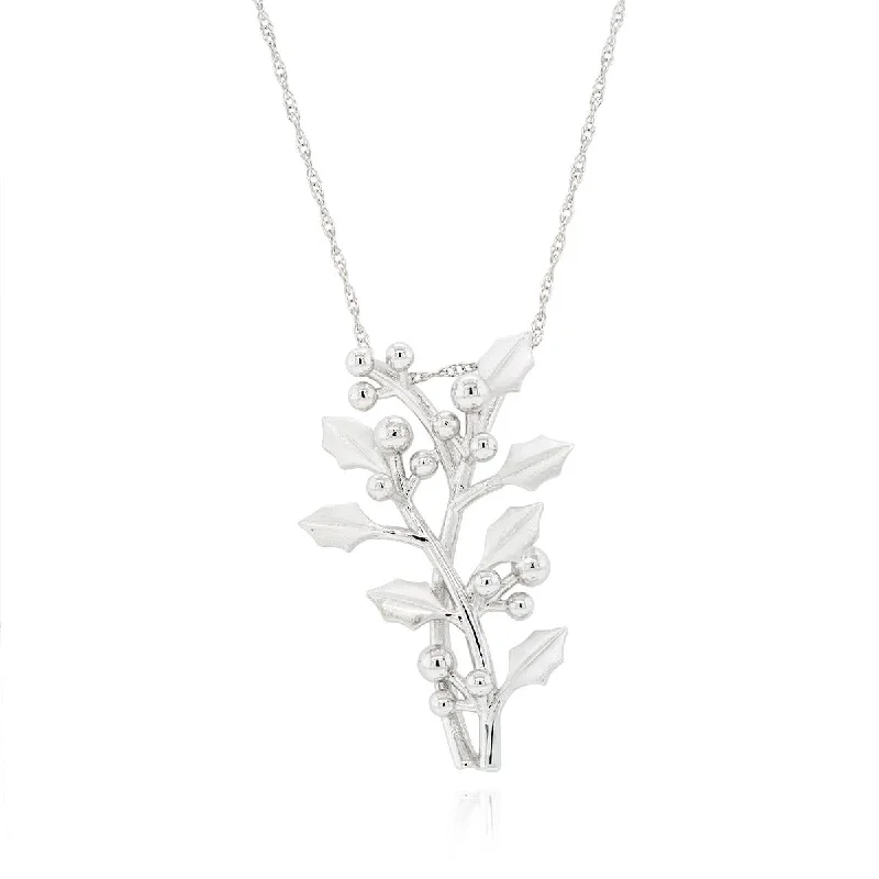 small diamond nose stud WHITE GOLD NECKLACE WITH HOLLY PENDANT