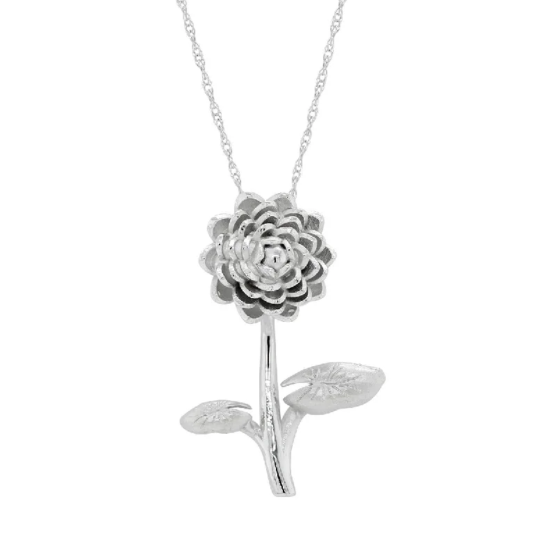handmade wire-wrapped gemstone ring WHITE GOLD NECKLACE WITH WATER LILY PENDANT