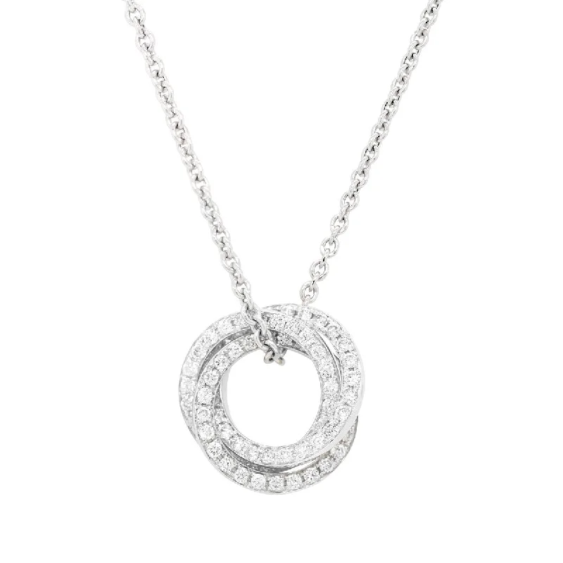 vintage emerald cocktail ring WHITE GOLD PENDANT NECKLACE WITH DIAMOND INTERLOCKING RINGS, .31 CT TW