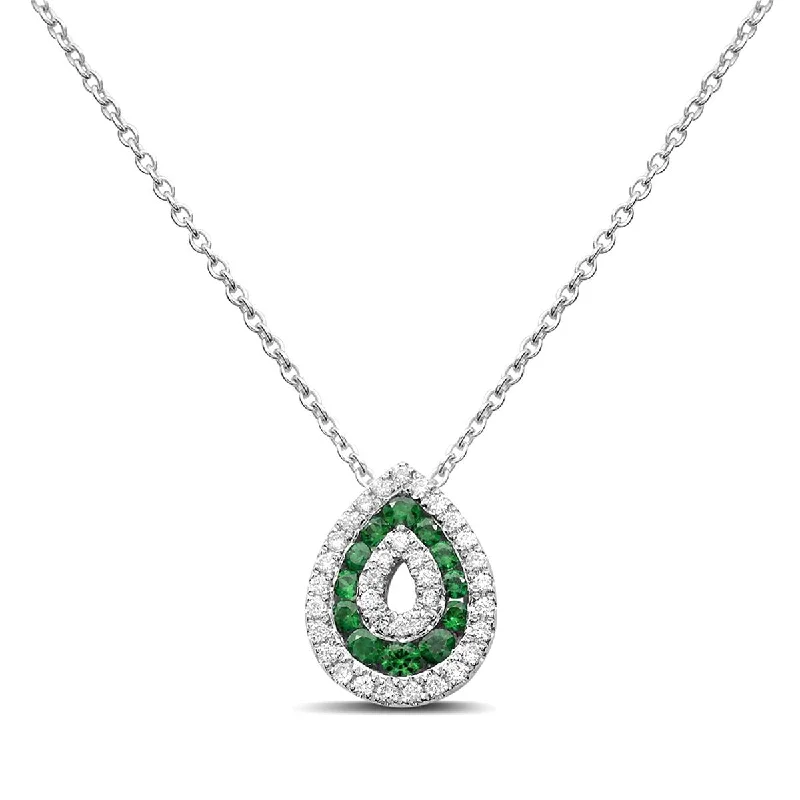 amethyst gemstone engagement ring WHITE GOLD TSAVORITE AND DIAMOND NECKLACE, .25 CT TW