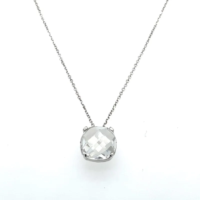 White Topaz Set in 14k White Gold Pendant at Regard Jewelry in Austin, Texas