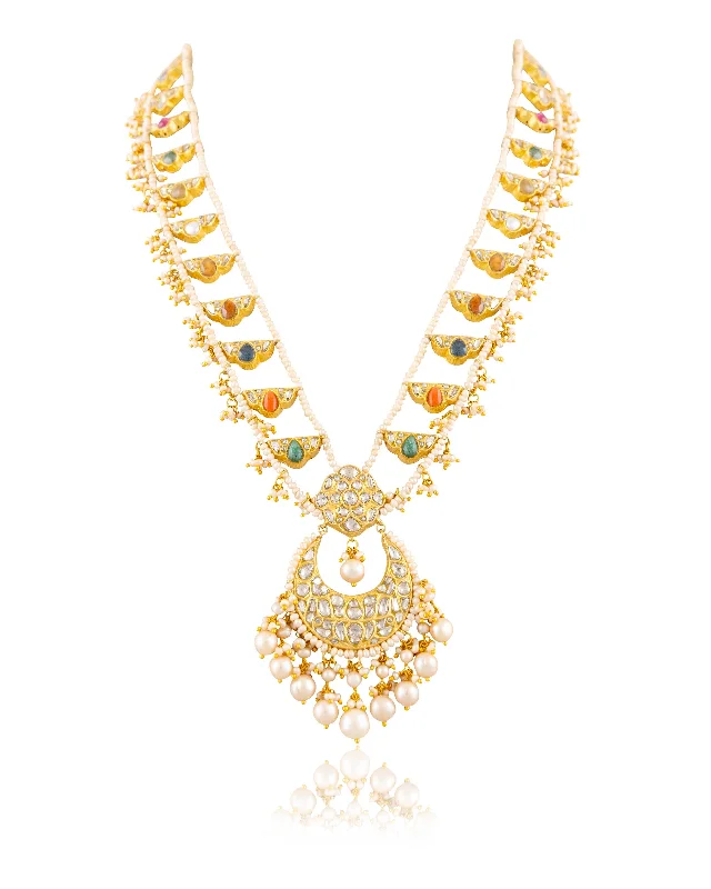 personalized couples necklace gold Yami Polki Long Necklace