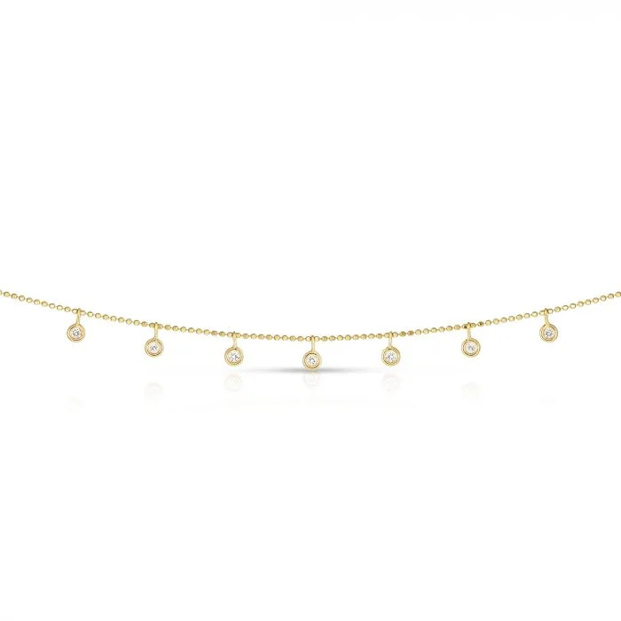 Yellow 14K Gold 0.25CT Dangling Diamonds(9) Necklace