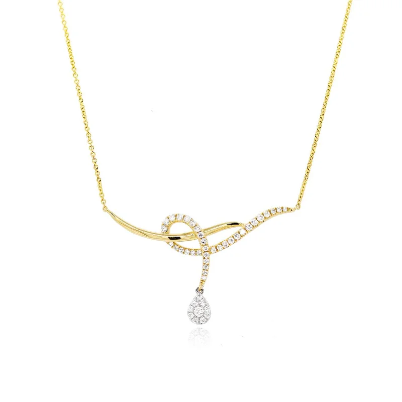 vintage floral engagement ring YELLOW GOLD AND DIAMOND NECKLACE WITH WOVEN DESIGN, .51 CT TW