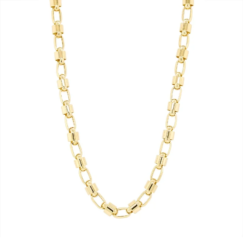 vintage-inspired pearl brooch YELLOW GOLD BULLET LINK CHAIN NECKLACE, 26 INCHES