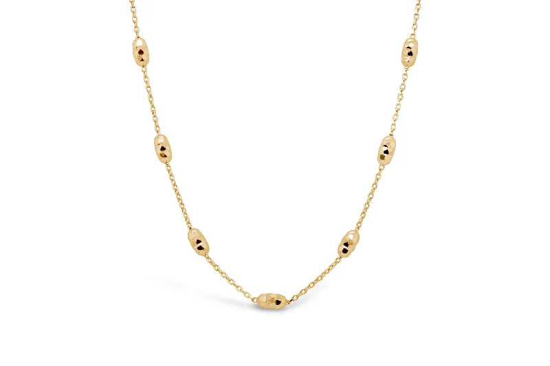 dainty butterfly pendant necklace Yellow Gold Diamond Cut Beaded Necklace