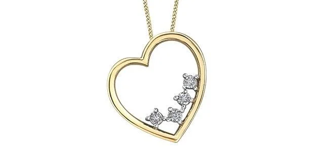 handmade leather ring Yellow Gold Heart Diamond Pendant