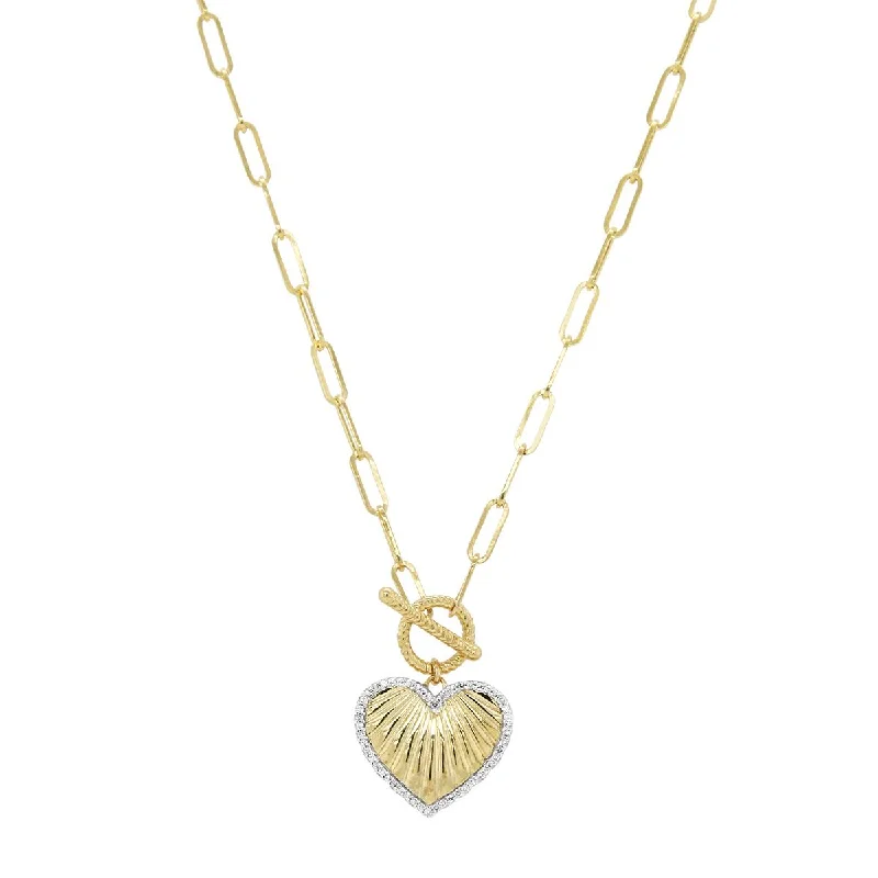 infinity necklace with birthstones YELLOW GOLD HEART PENDANT WITH DIAMONDS AND PAPERCLIP NECKLACE