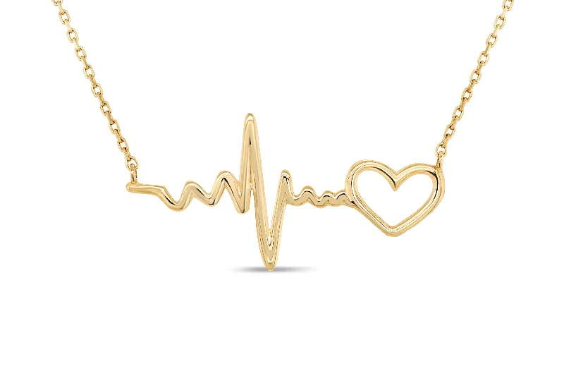 vintage-style floral brooch Yellow Gold Heartbeat Necklace