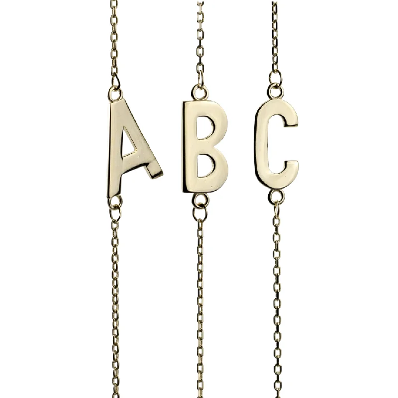 classic cubic zirconia pendant Yellow Gold Initial Side Necklace (Choose Your Letter)