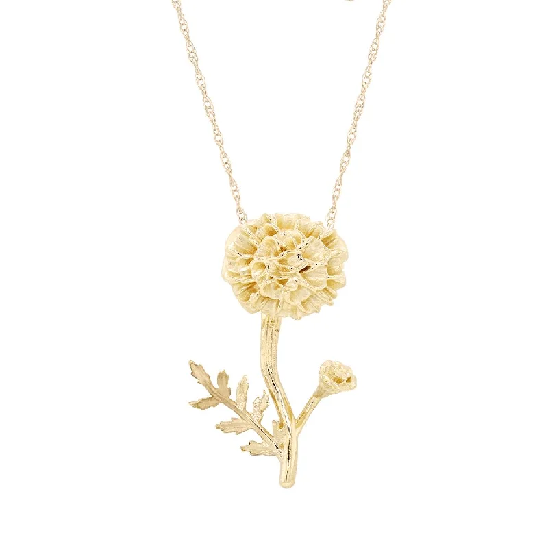 birthstone stacking rings set YELLOW GOLD NECKLACE WITH CARNATION PENDANT