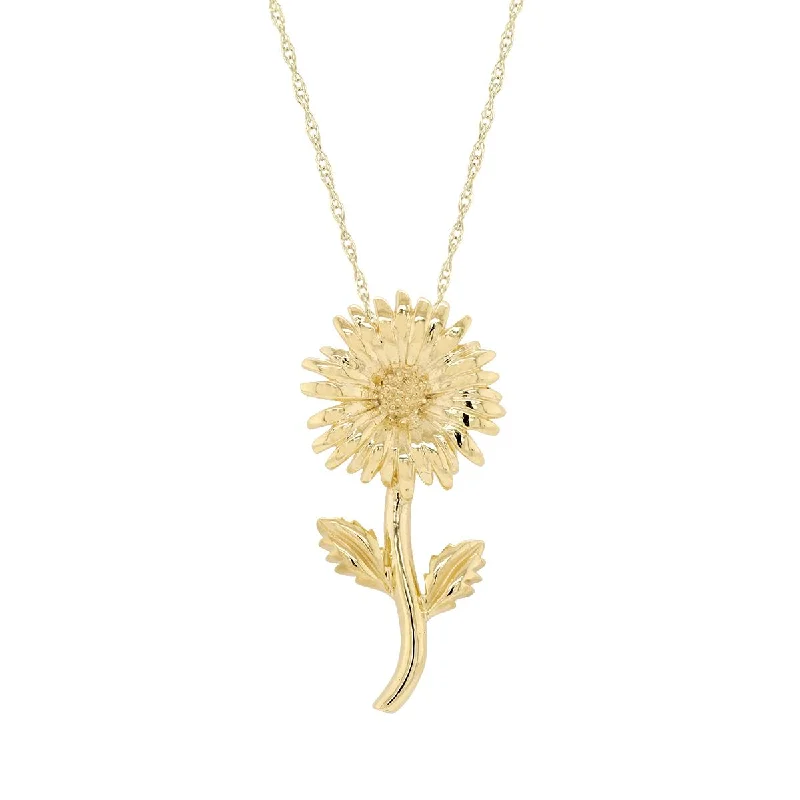sterling silver charm anklet YELLOW GOLD NECKLACE WITH DAISY PENDANT