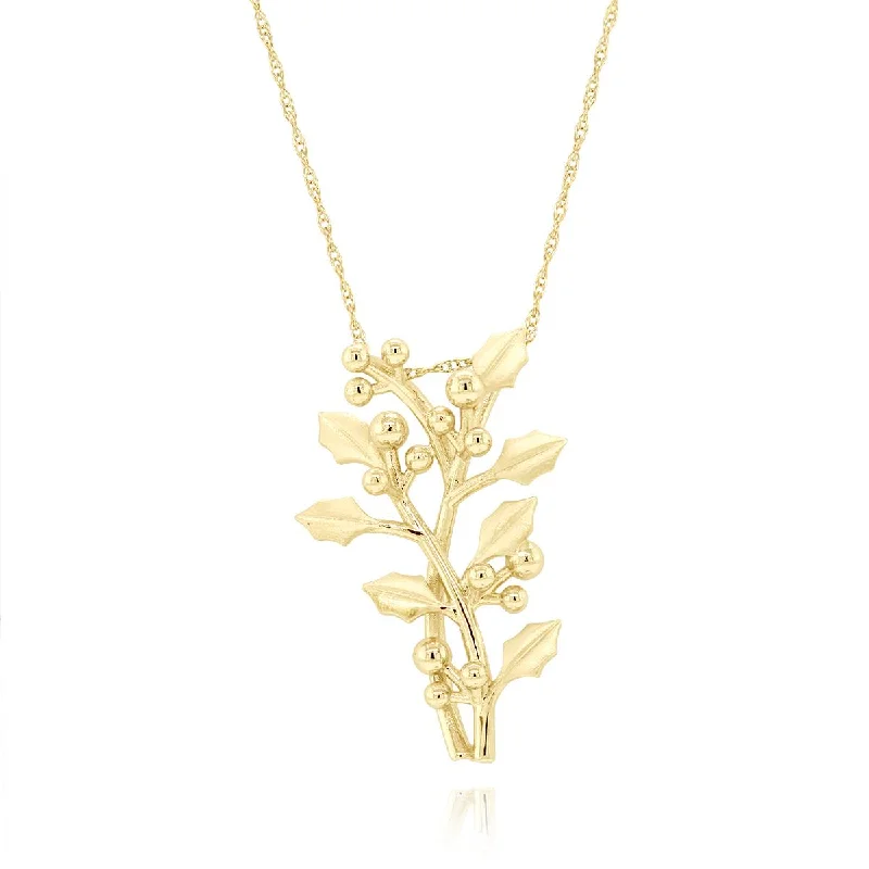 unique crystal bar necklace YELLOW GOLD NECKLACE WITH HOLLY PENDANT