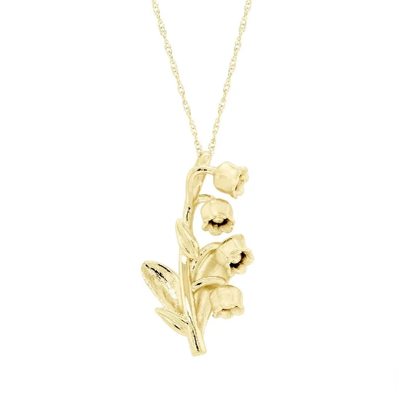minimalist birthstone bangle YELLOW GOLD NECKLACE WITH LILY OF THE VALLEY PENDANT