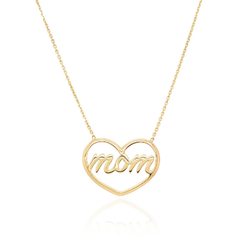 men’s engraved stainless steel bracelet YELLOW GOLD NECKLACE WITH OPEN HEART MOM PENDANT