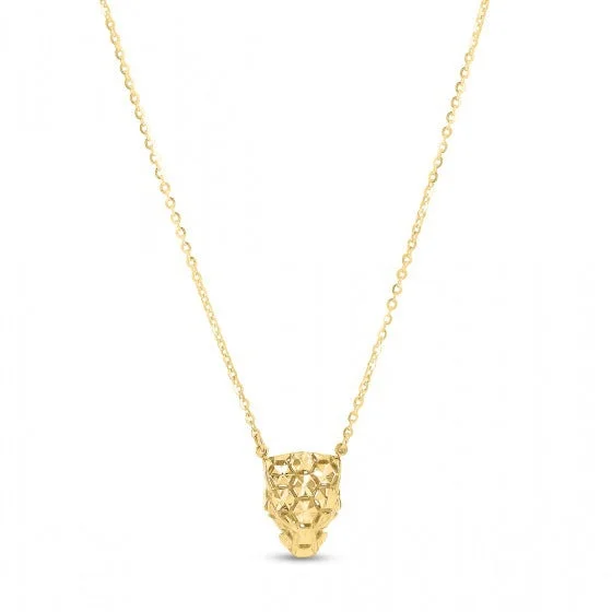 unique tribal silver ring Yellow Gold Panther Link Necklace