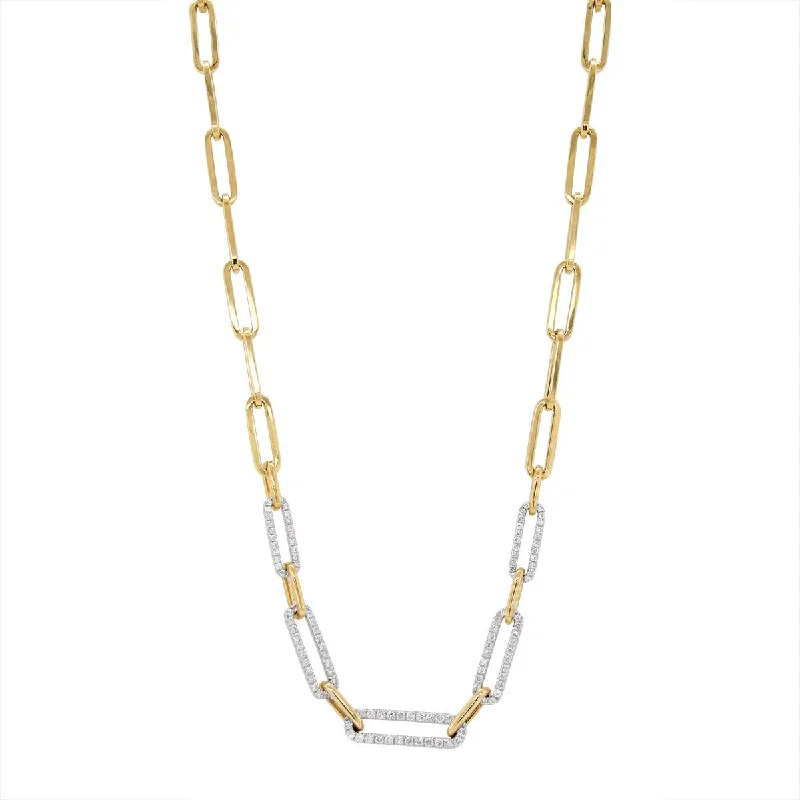 bold statement ring chunky YELLOW GOLD PAPERCLIP NECKLACE WITH DIAMONDS, .65 CT TW